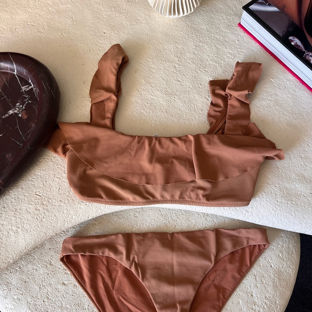 Eberjey rust orange Textured Bikini Set